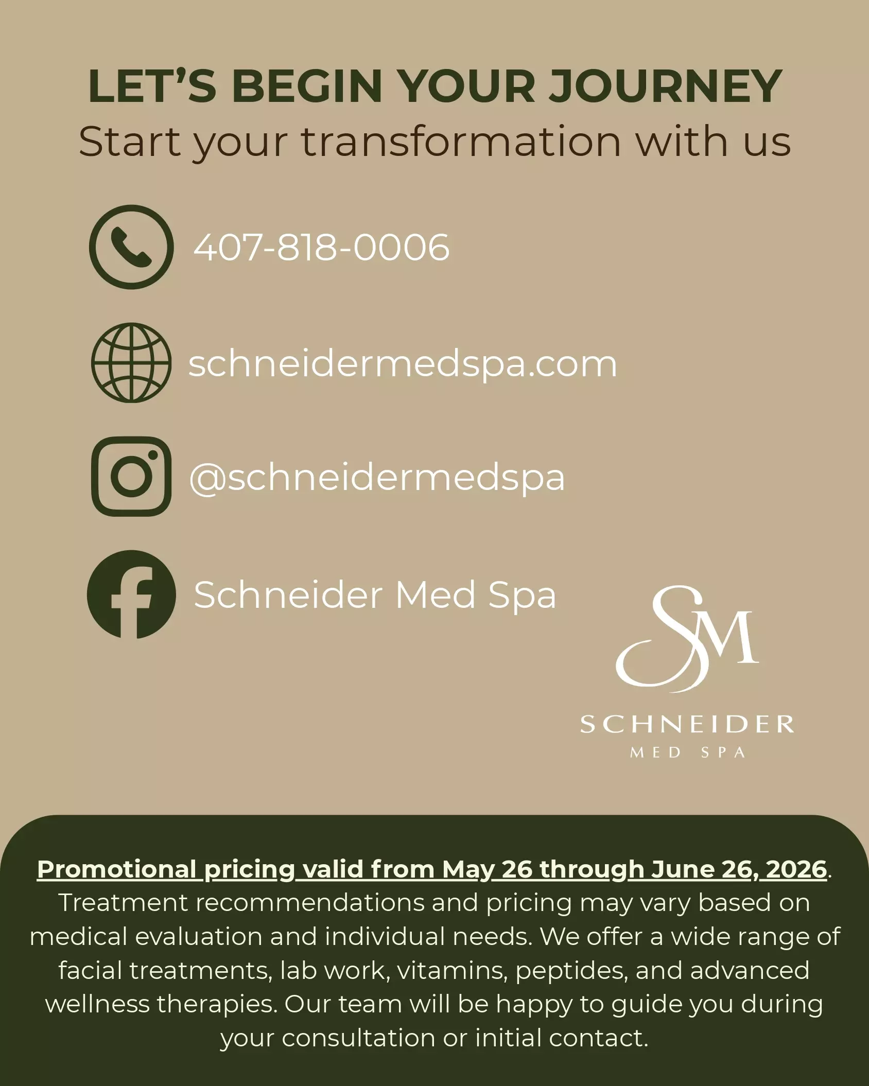 Schneider Med Spa treatment pricing